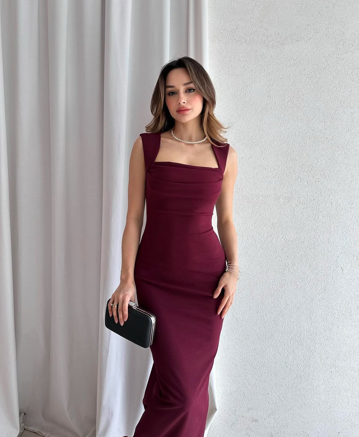 فستان خمري - KP2128