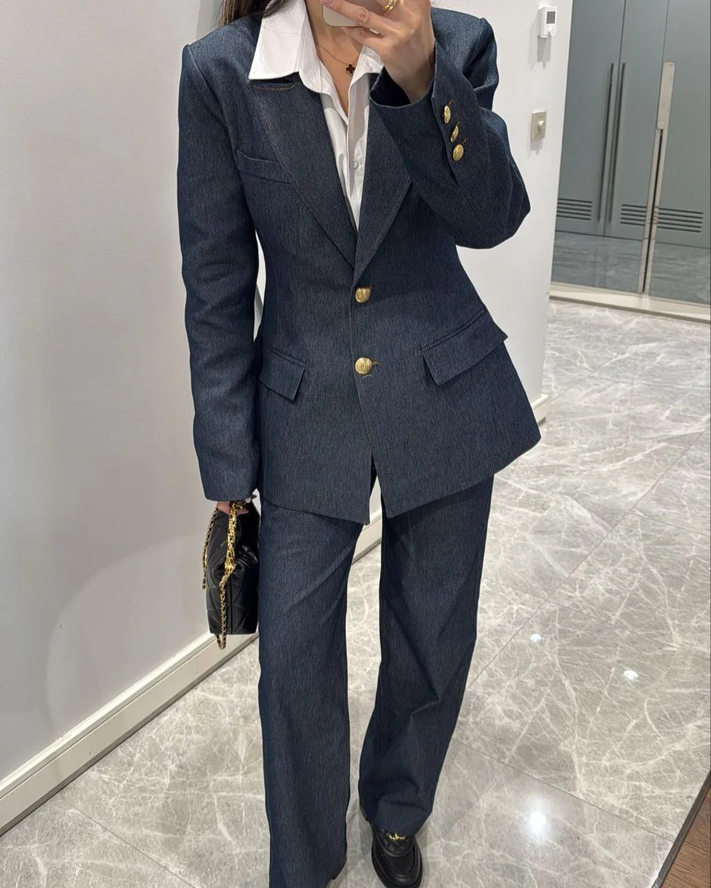 طقم بليزر مع بنطلون جينز - KP1370