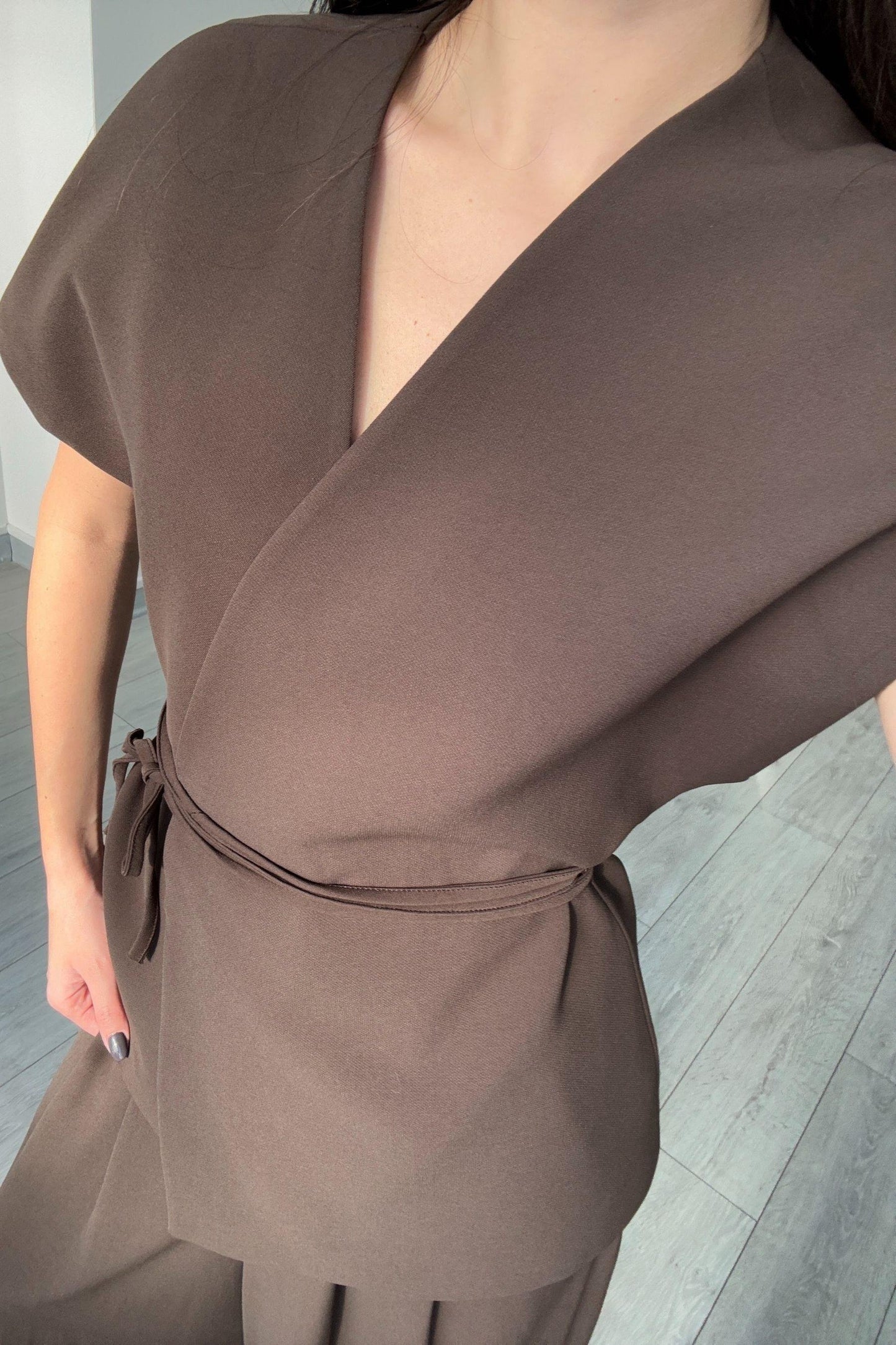 طقم كيمونو بني - KP1190