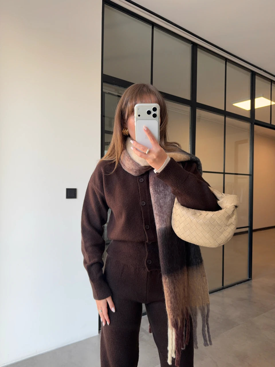 طقم بني بأزرار - KP1439