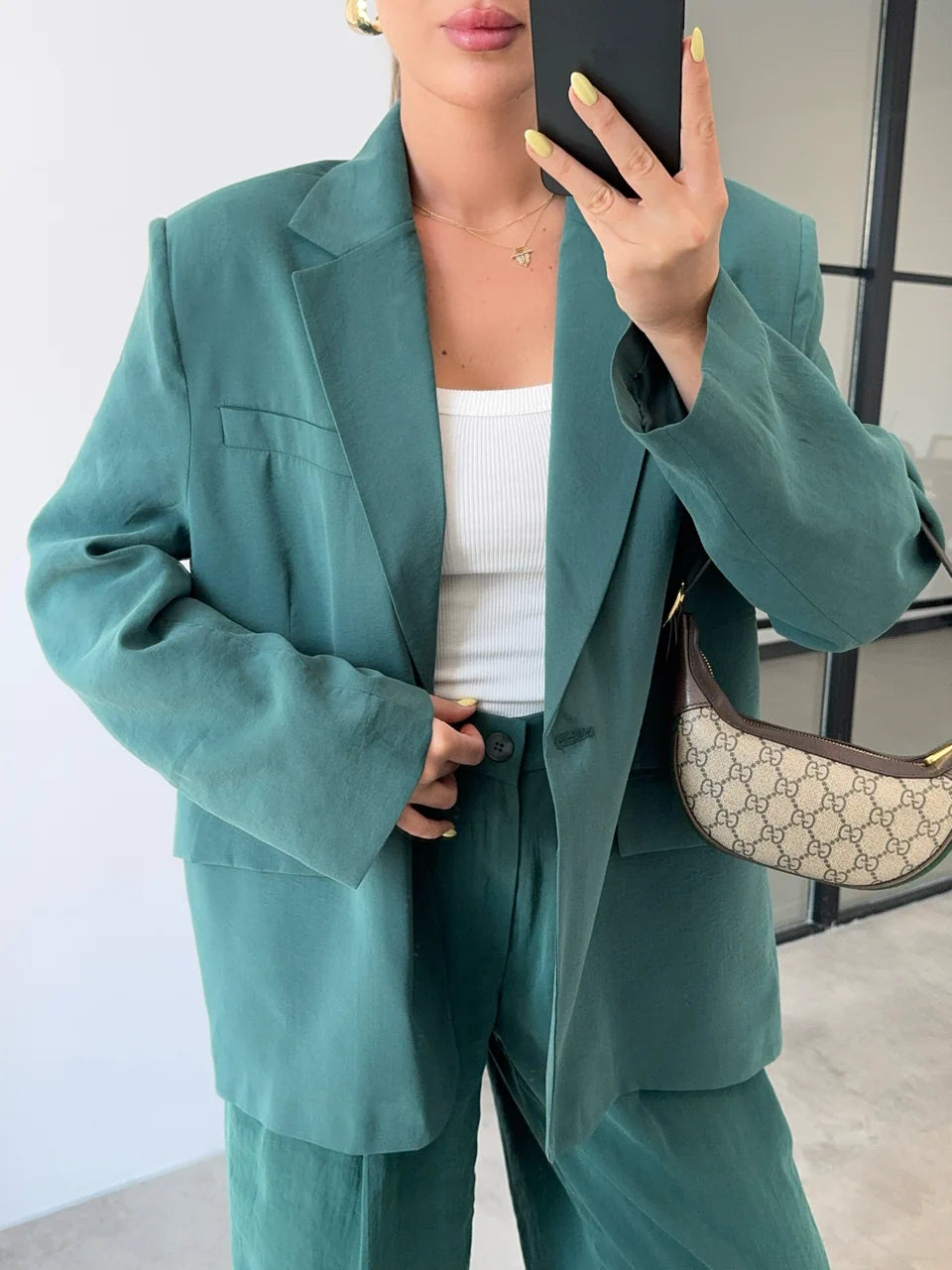 طقم بليزر مع بنطلون زمردي - KP1380