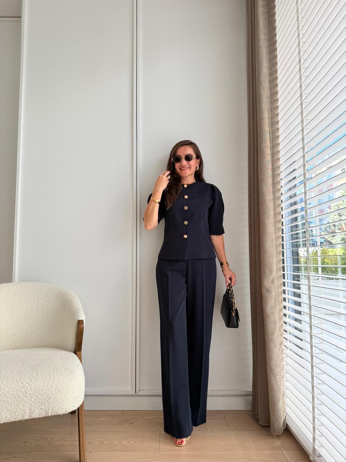 طقم جكيت مع بنطلون كحلي - KP1357