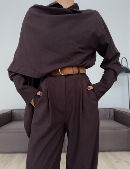 طقم بشال بني - KP1485