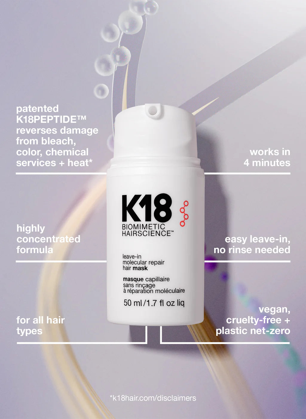 K18 Biomimetic Hairscience Leave-in Molecular Repair Hair Mask 50 ml - KB