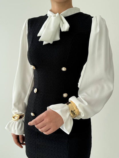 فستان ميني اسود مع قميص - KP2224