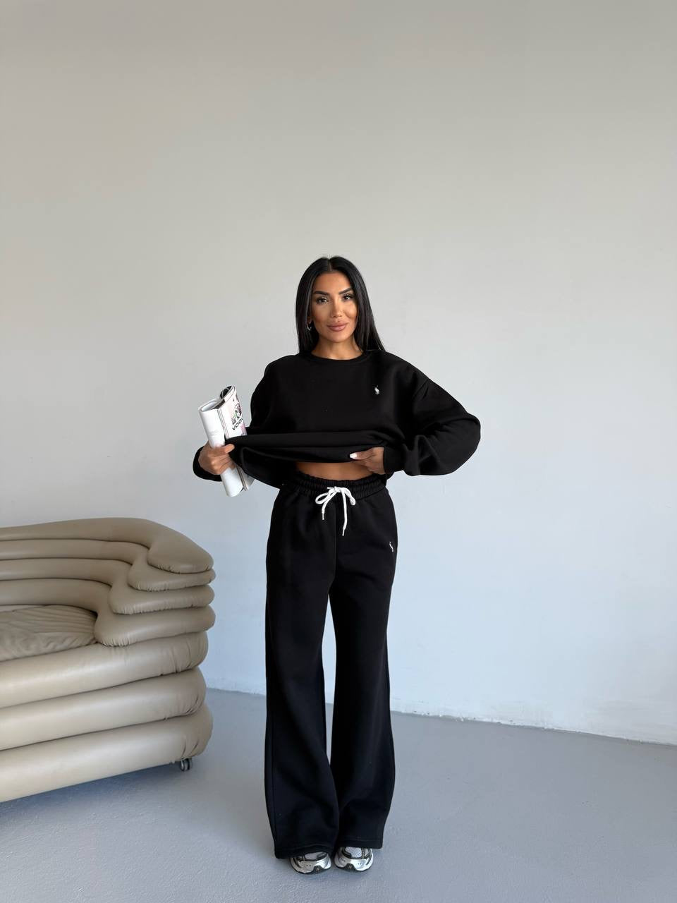 طقم بولو اسود - KP1382