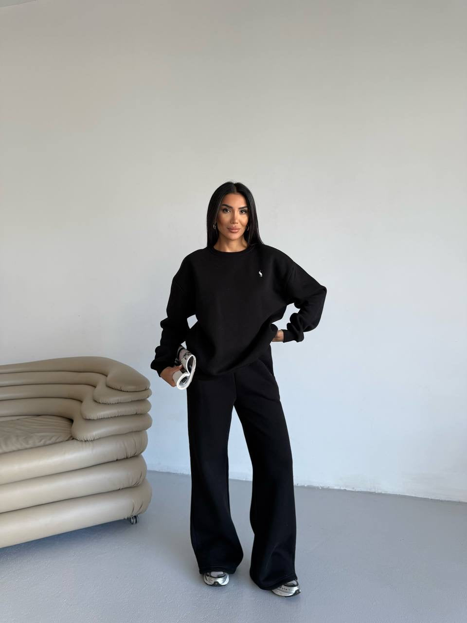 طقم بولو اسود - KP1382