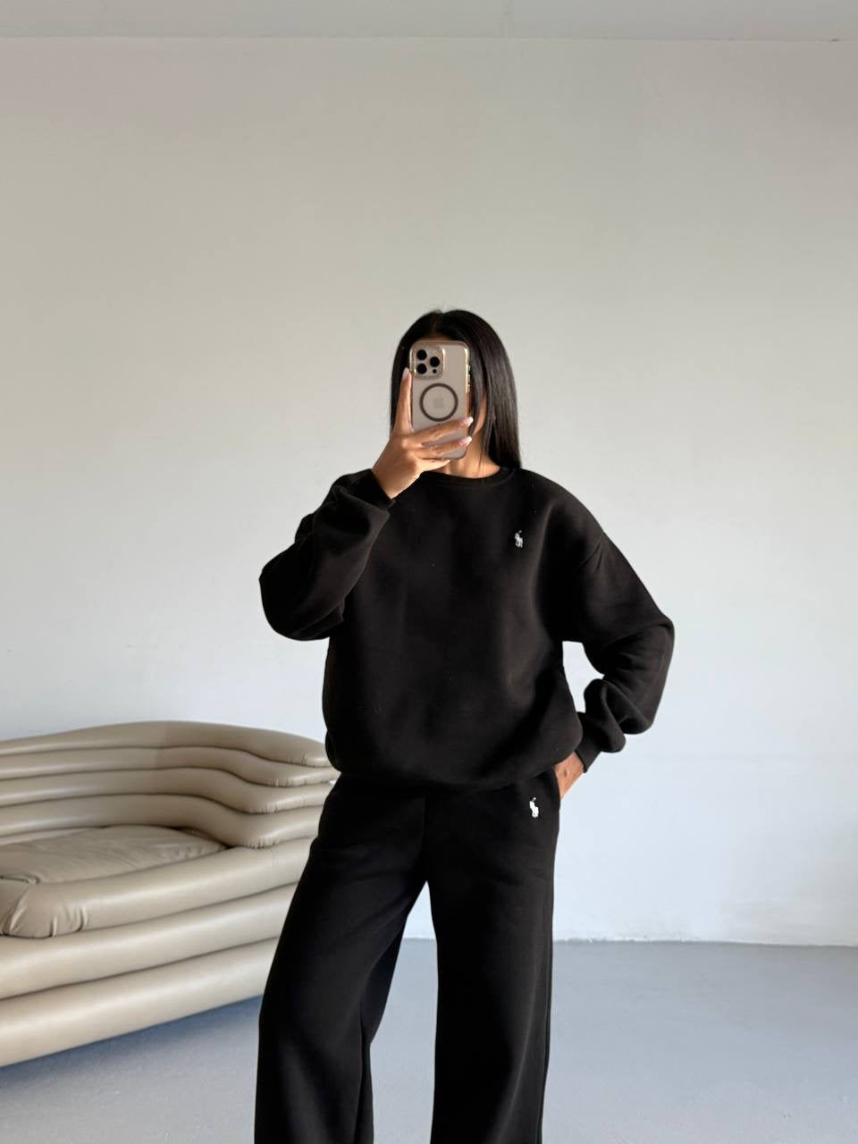 طقم بولو اسود - KP1382