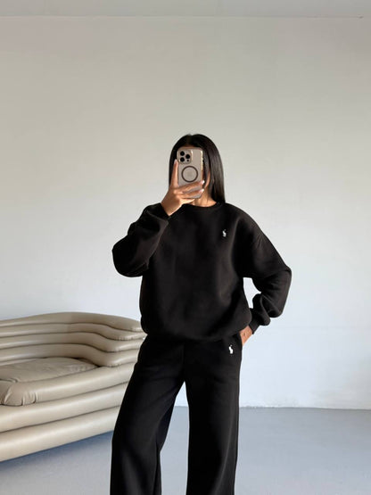 طقم بولو اسود - KP1382