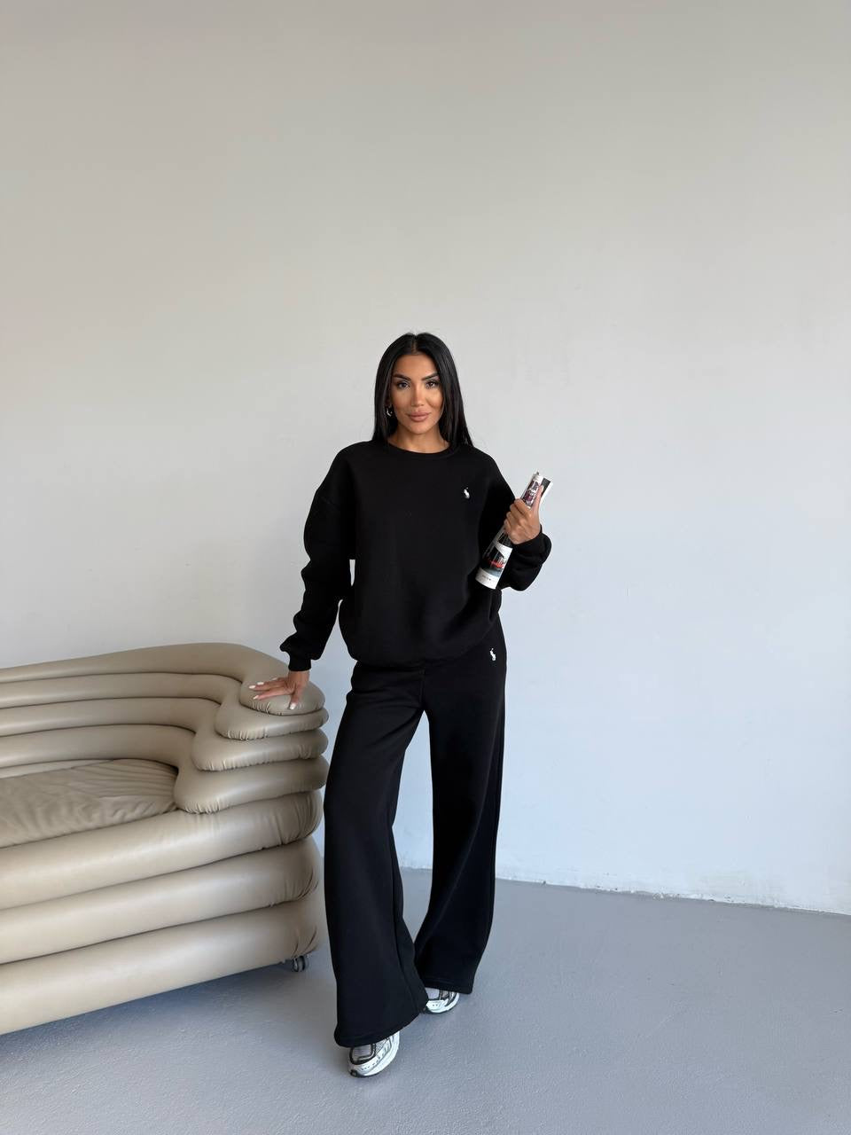 طقم بولو اسود - KP1382