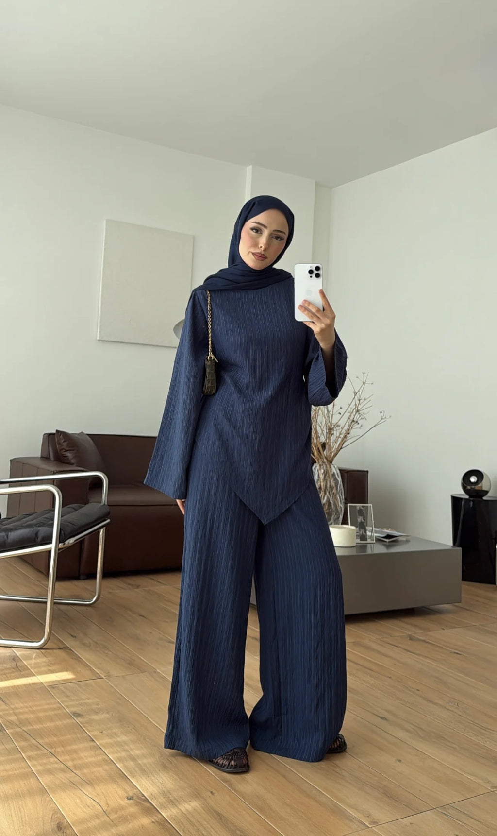 طقم بلوزة ربط مع بنطلون كحلي - KP1404