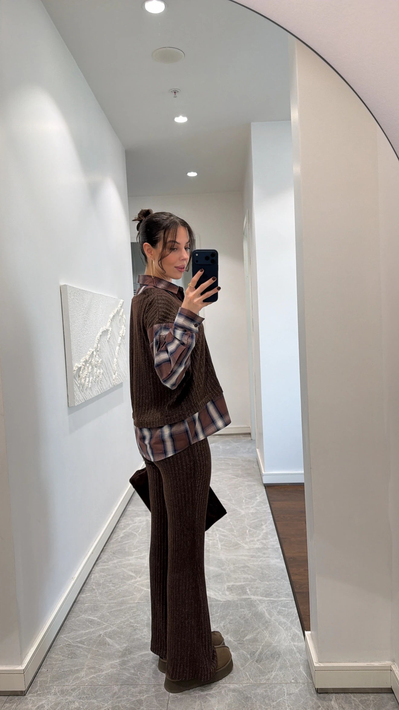 طقم بني كاروهات - KP1454