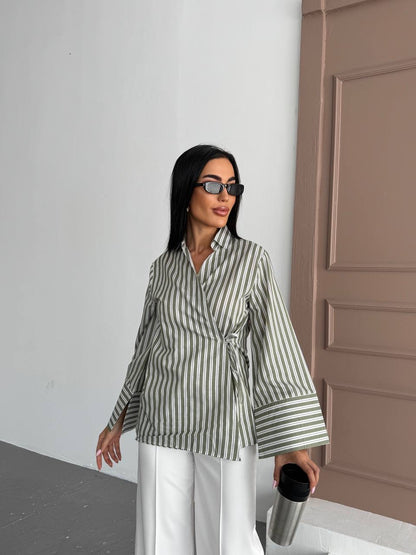 قميص مخطط اخضر - KP4219