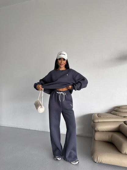 طقم بولو رمادي - KP1382