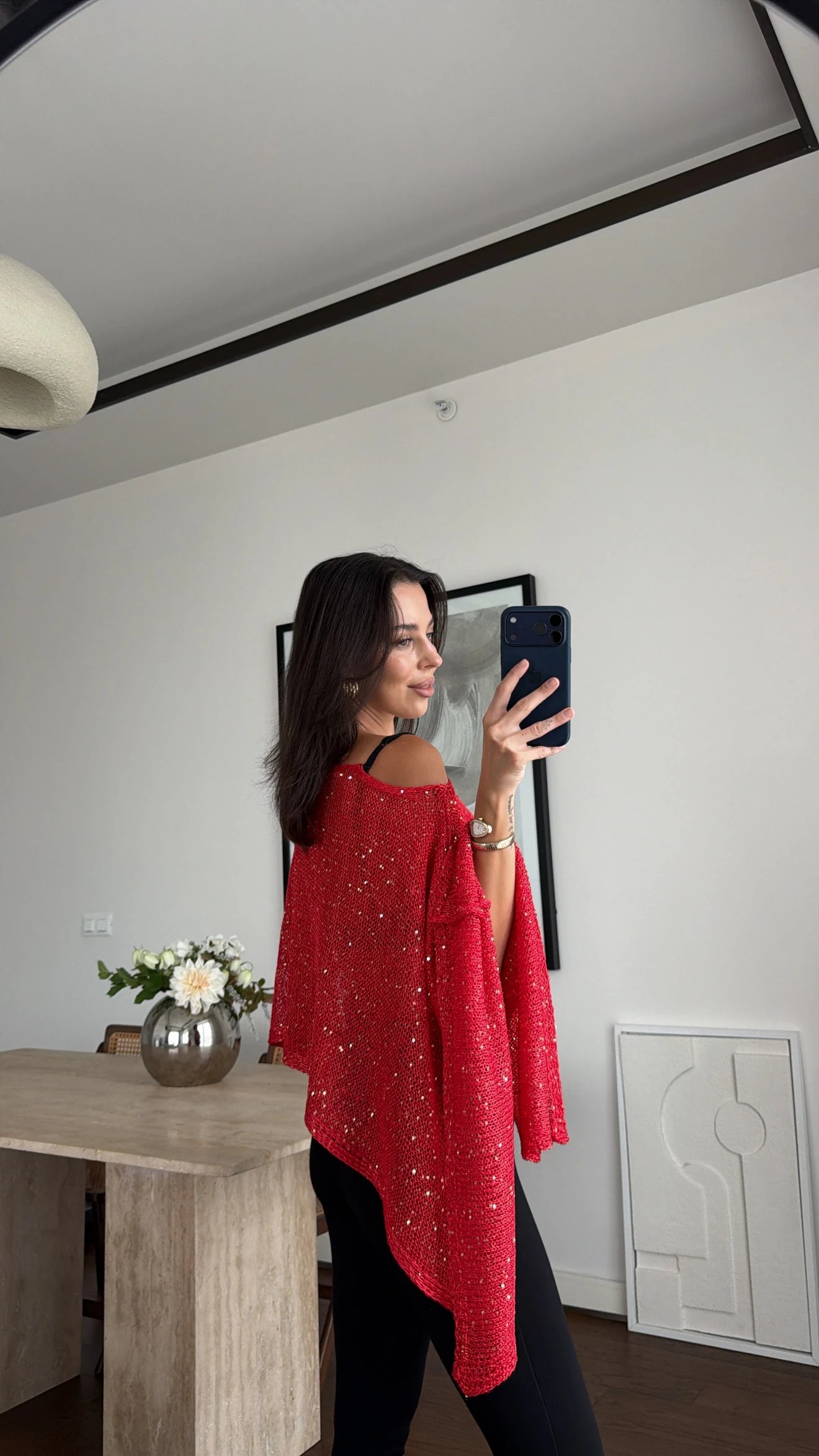 بلوزة بلمعة احمر - KP4580