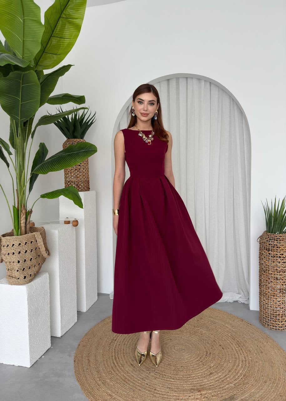 فستان عنابي - KP2182