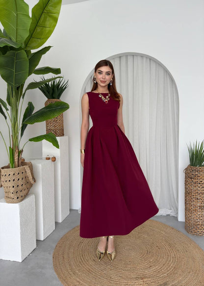 فستان عنابي - KP2182