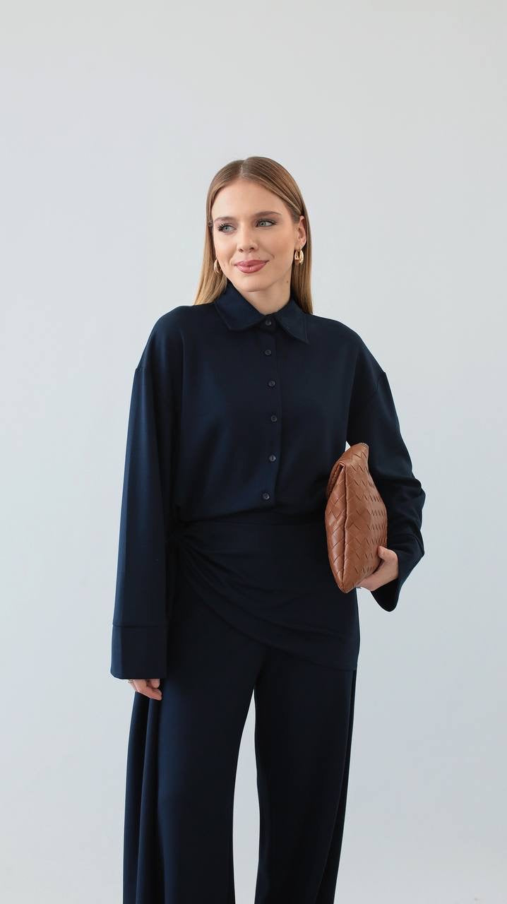 طقم قميص مع بنطلون كحلي - KP1407