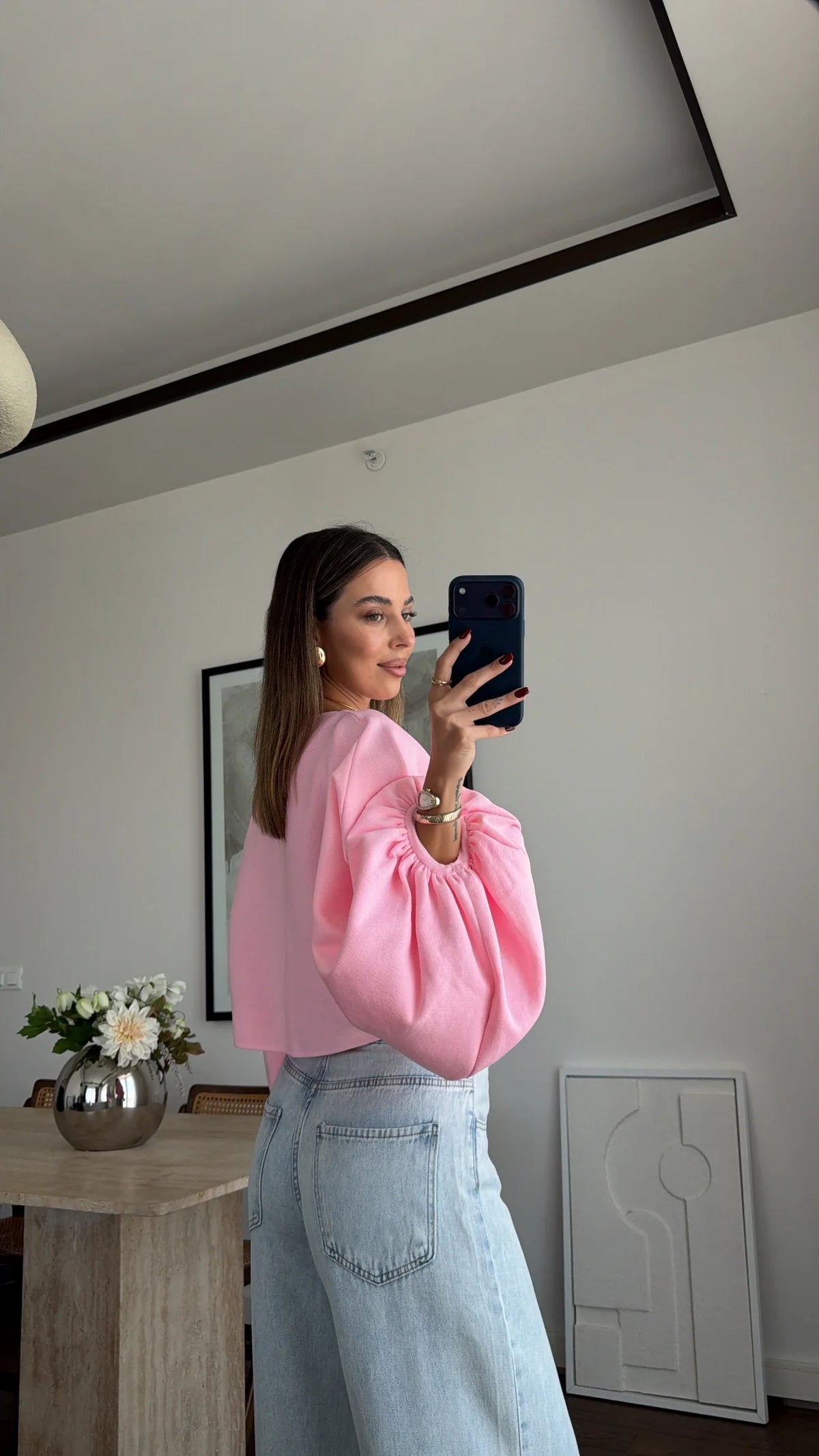 بلوزة بالون زهري - KP4647