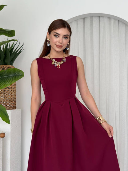 فستان عنابي - KP2182