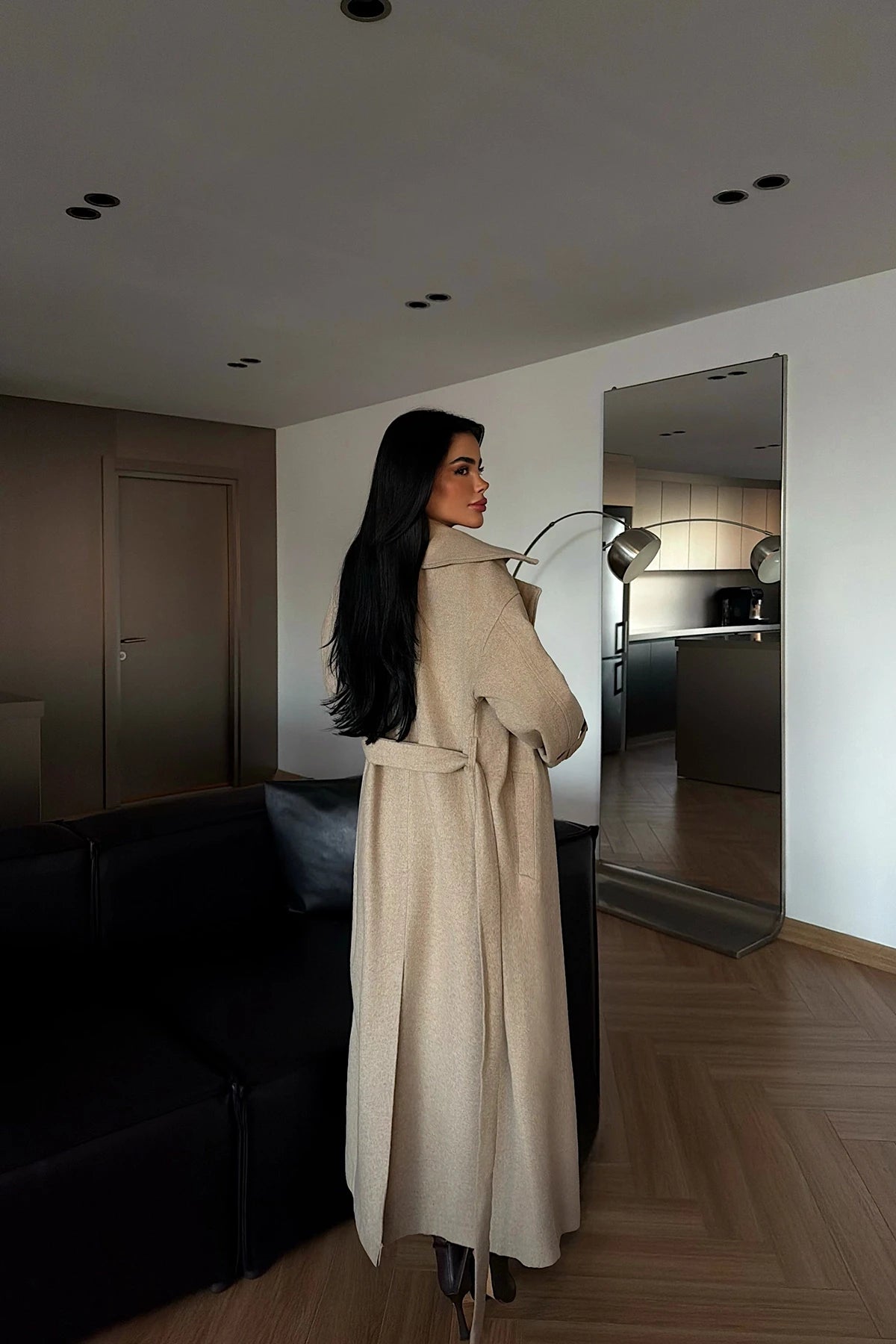 جكيت بني فاتح بحزام - KP7168