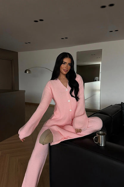 طقم جرزة بأزرار مع بنطلون زهري - KP1504