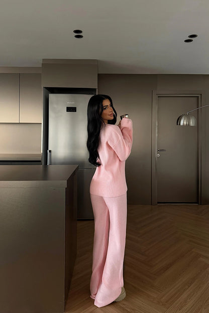 طقم جرزة بأزرار مع بنطلون زهري - KP1504