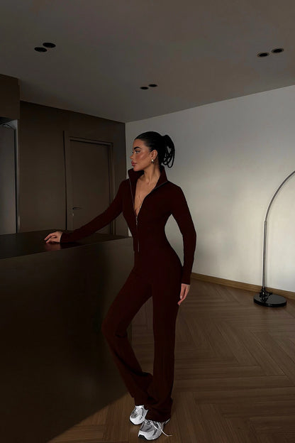 طقم جكيت مع بنطلون بني - KP1502