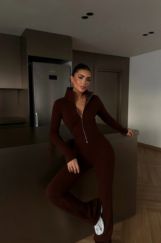 طقم جكيت مع بنطلون بني - KP1502