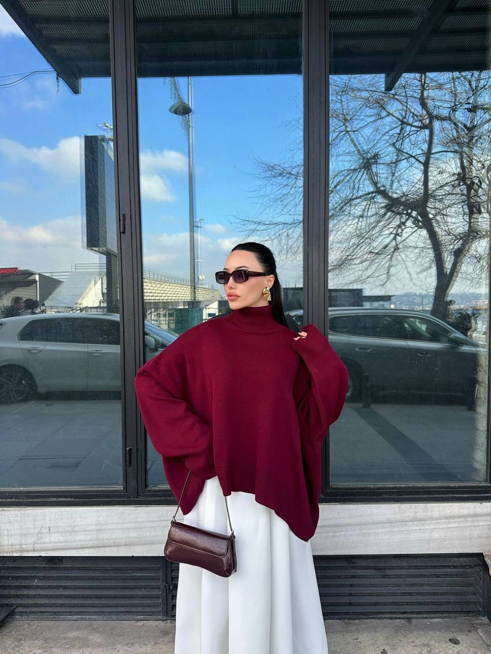 بلوزة بقبة خمري - KP4273