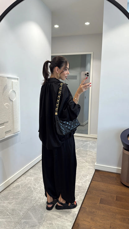 طقم اسود ستان جكيت مع بنطلون - KP1430