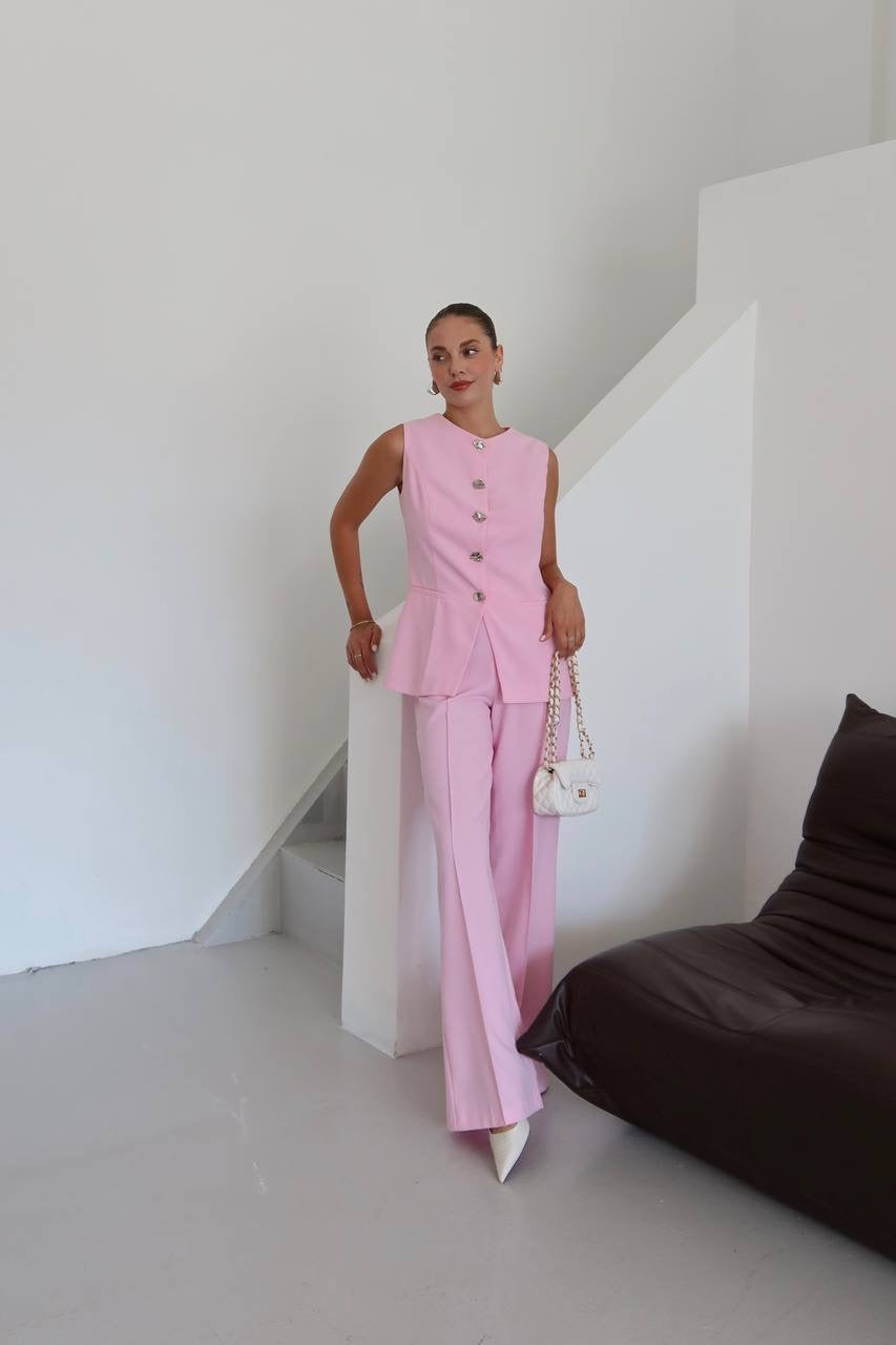 طقم ڤيست مع بنطلون زهري - KP1302