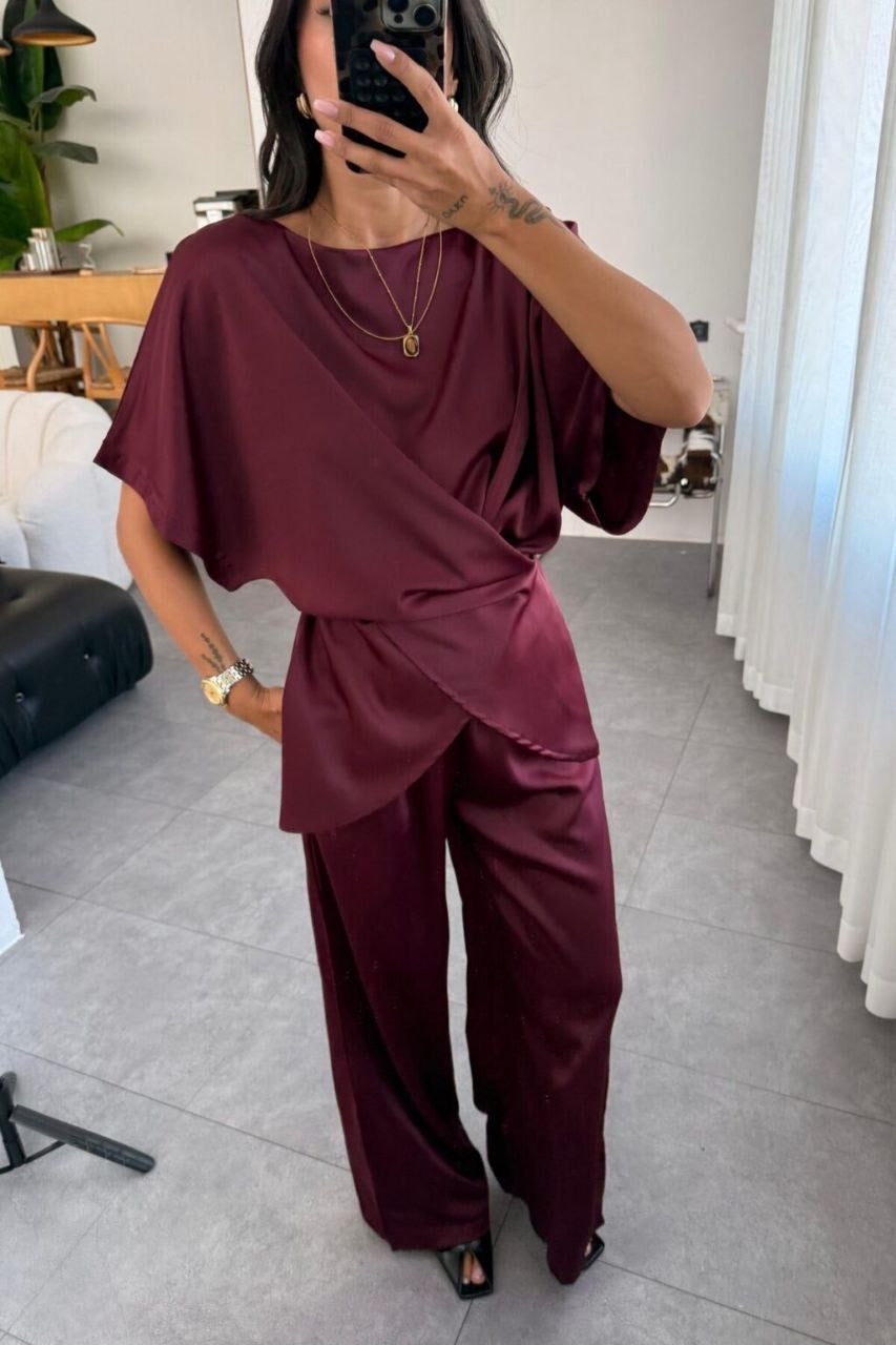 طقم ستان خمري - KP1381