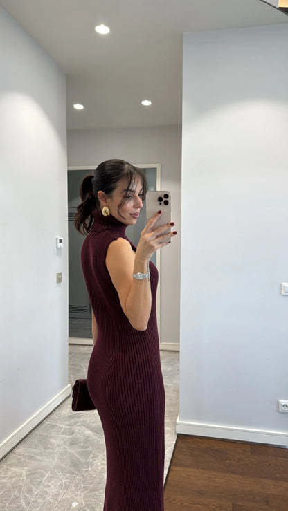 طقم جرزة مع فستان خمري - KP1411