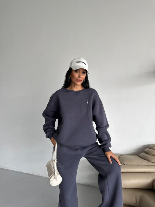 طقم بولو رمادي - KP1382