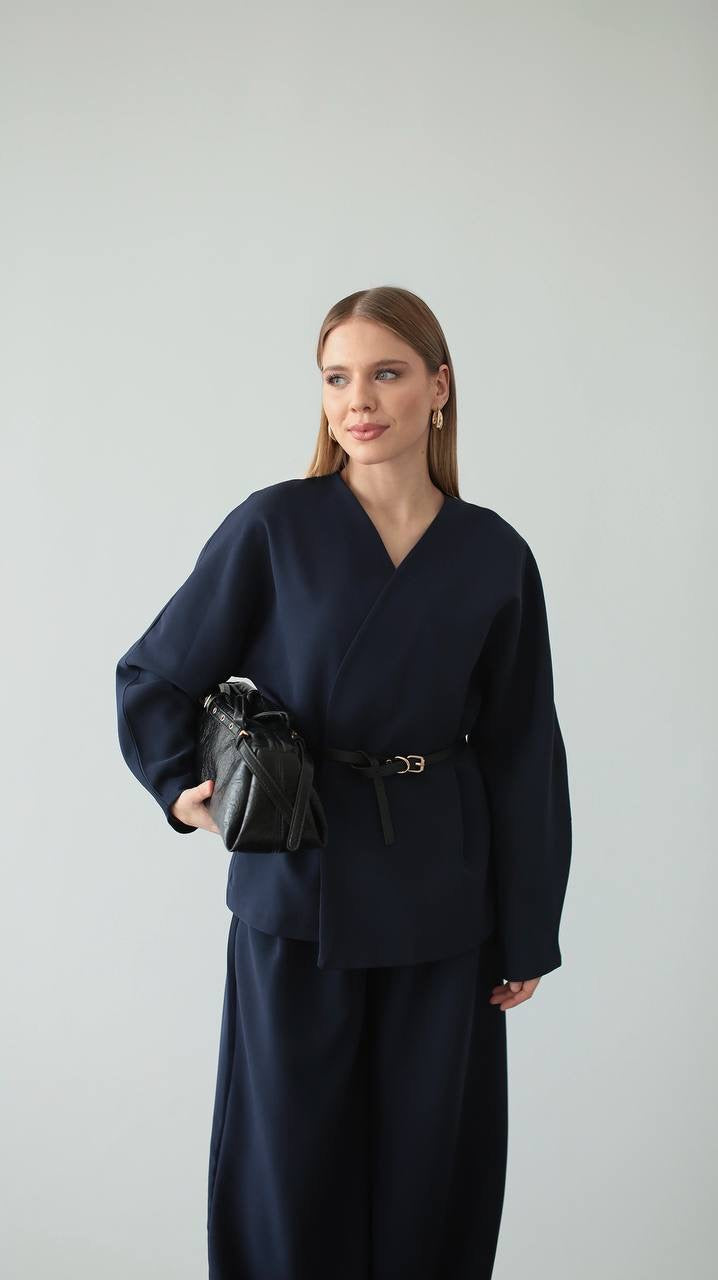 طقم كحلي بحزام - KP1460