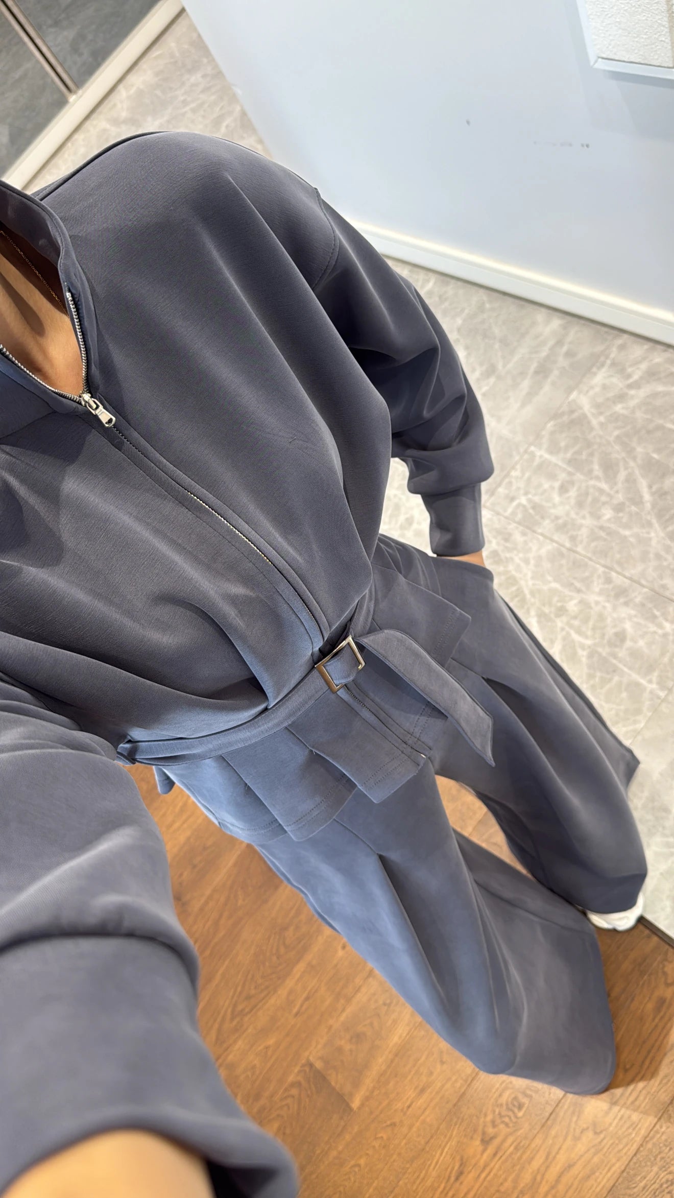 طقم ازرق جكيت بحزام مع بنطلون - KP1414