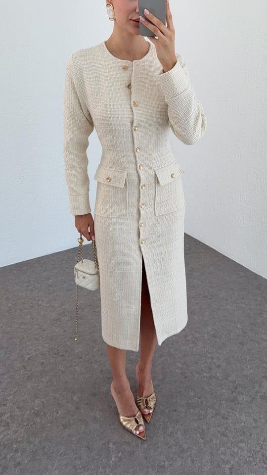 فستان ميدي بيج بأزرار - KP2230