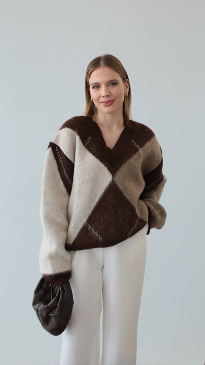 بلوزة بيج وبني - KP4369