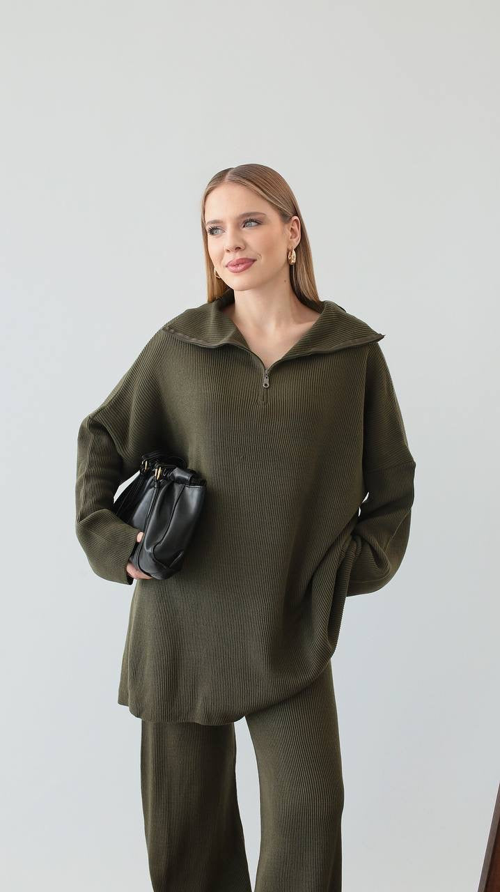 طقم زيتي بسحاب - KP1436