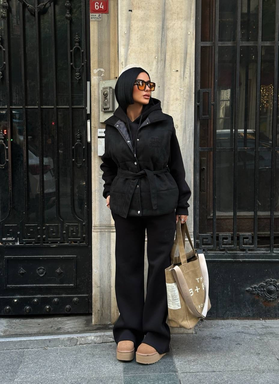 طقم 3 قطع اسود Mui mui - KP1475