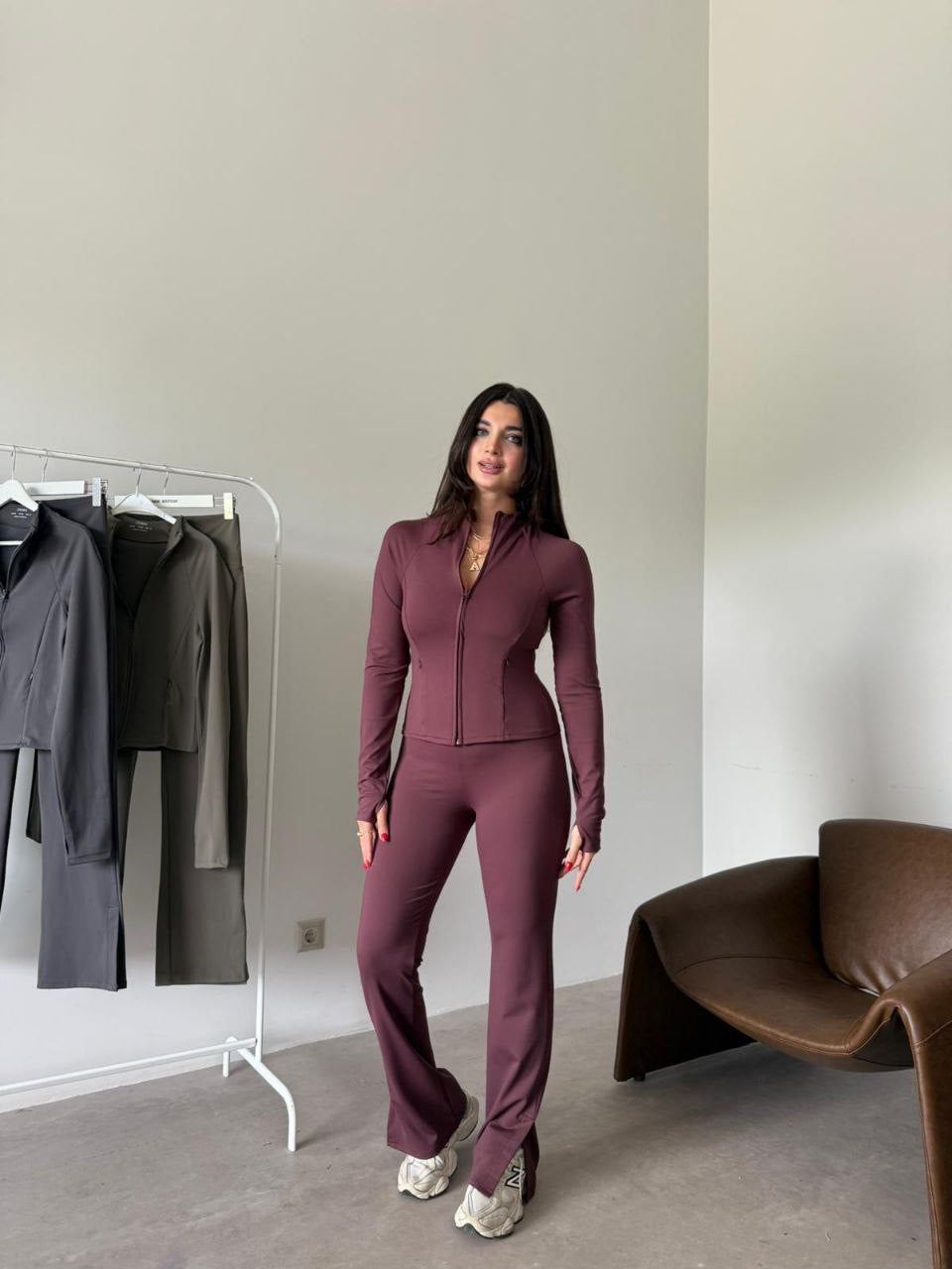 طقم لايكرا خمري OYSHO - KP1456