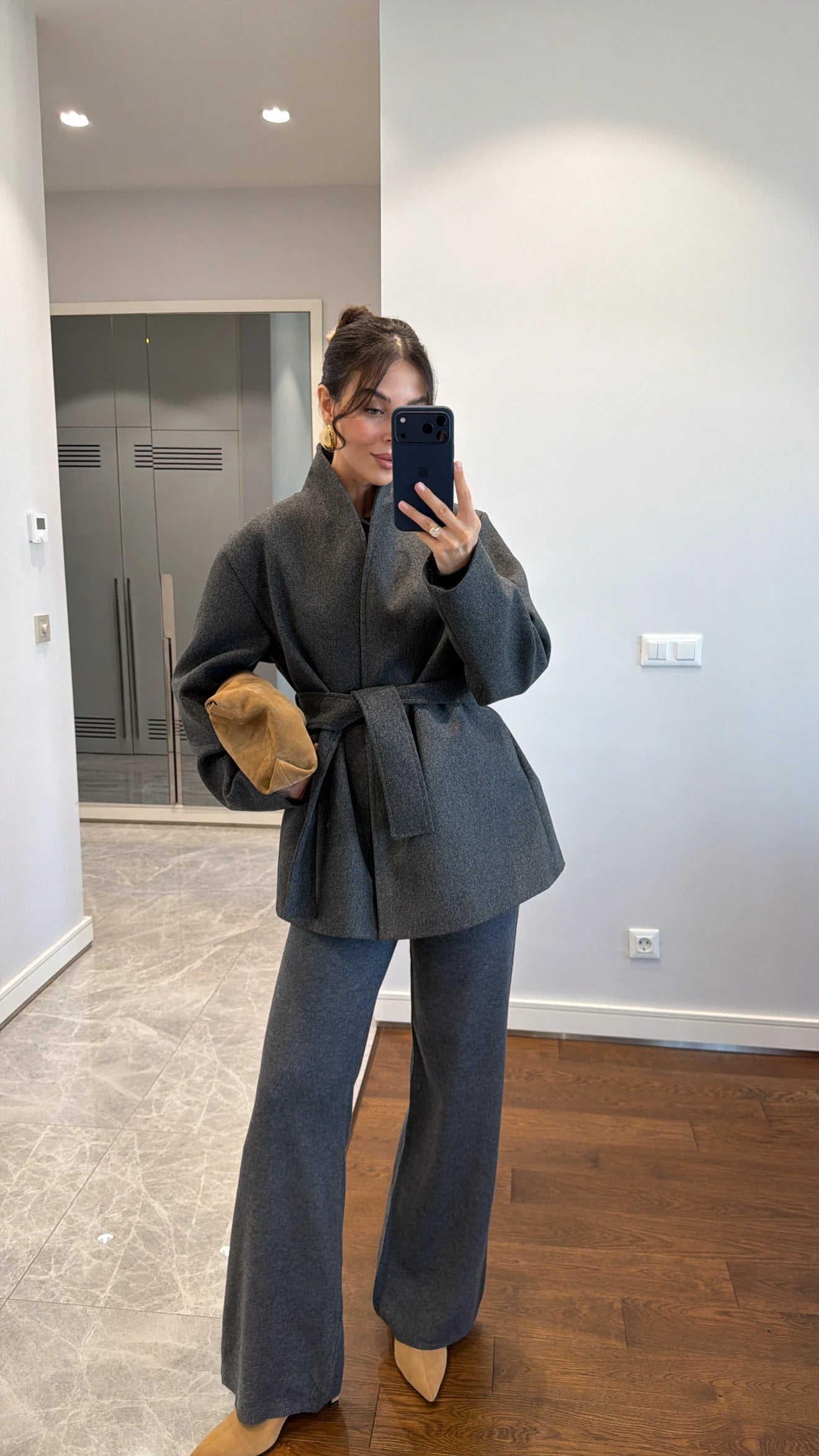 جكيت ربط رمادي - KP7092