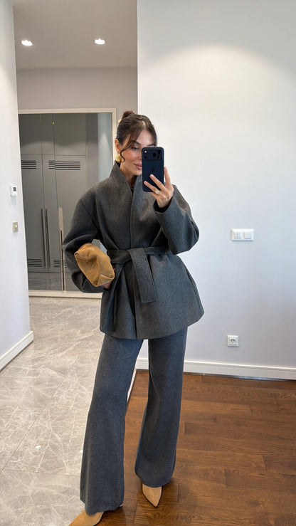 جكيت ربط رمادي - KP7092