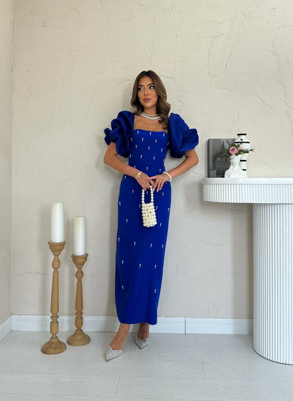 فستان نيلي بلولو - KP2197