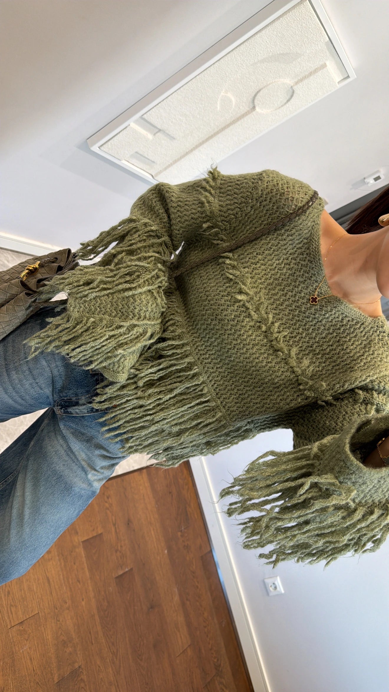 بلوزة صوف زيتي - KP4281