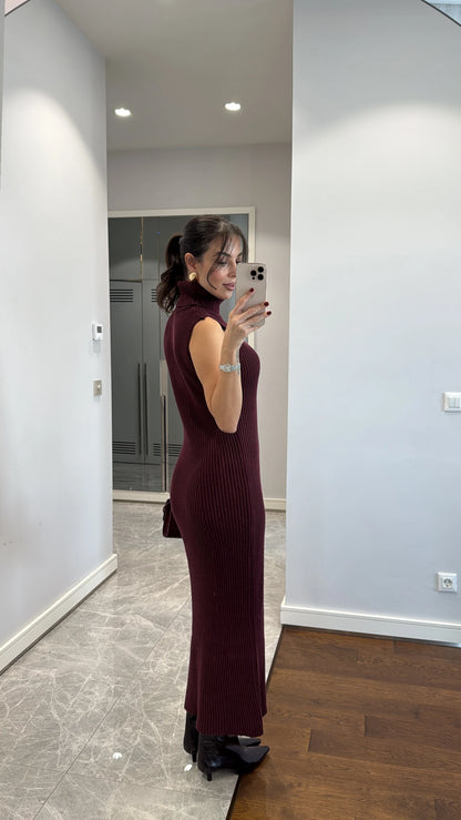 طقم جرزة مع فستان خمري - KP1411