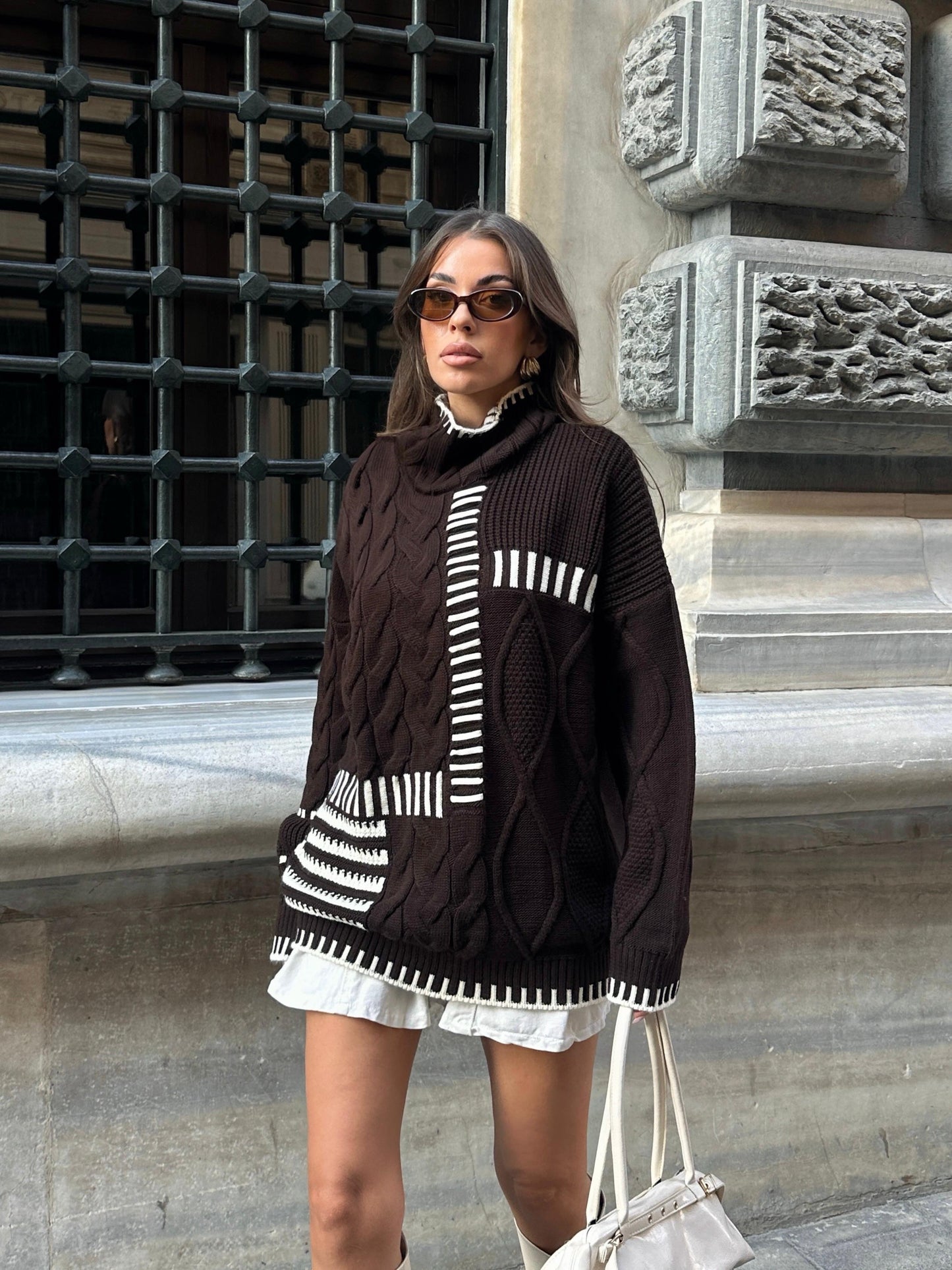 بلوزة بني مخططة - KP4293