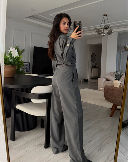 طقم بشال رمادي - KP1485