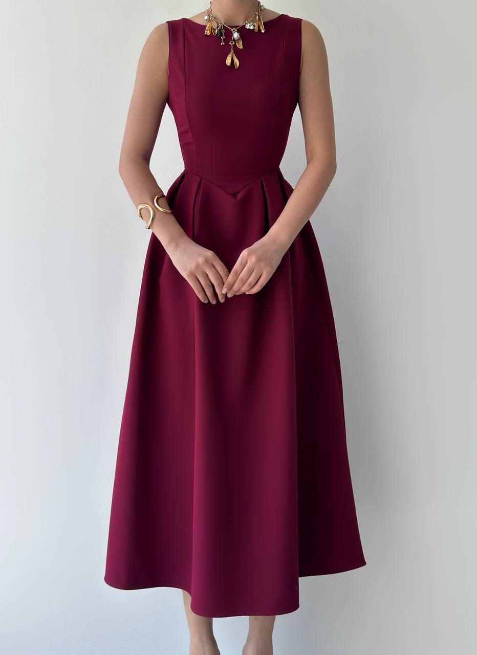 فستان عنابي - KP2182